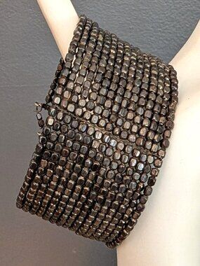 Tiny metal beaded wire cuff bracelet